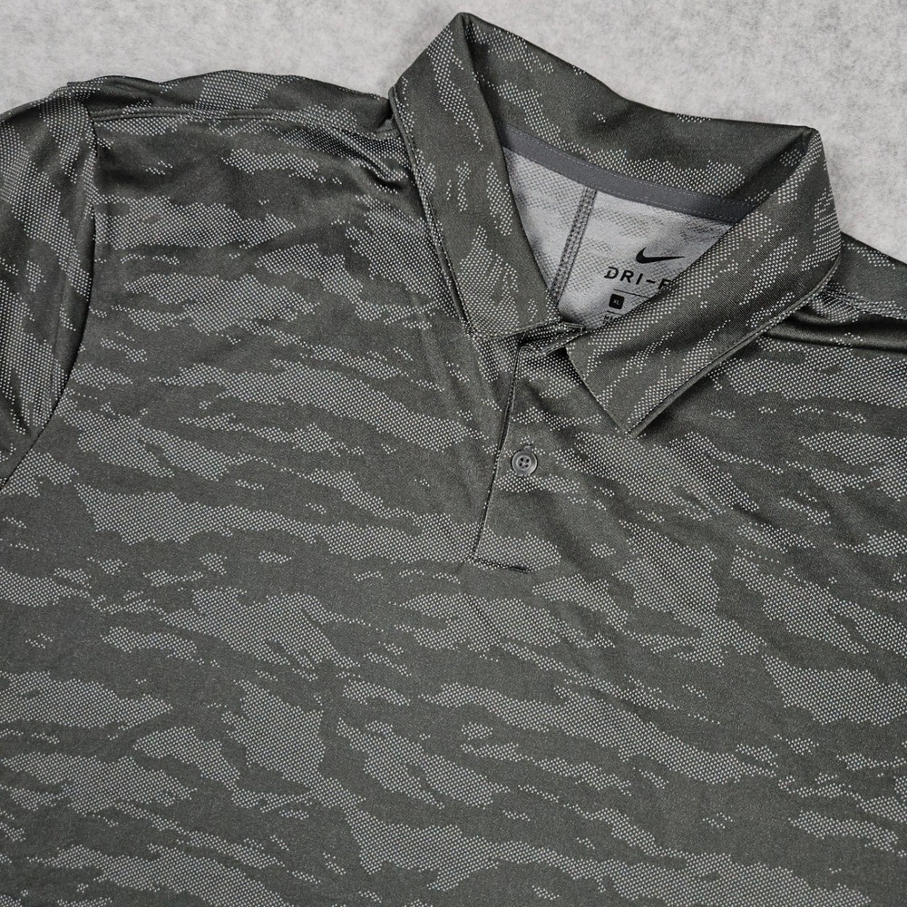 Nike Waves Jacquard (Men's XL) Grey Polo Shirt Camo Dri-Fit Golf Performance New